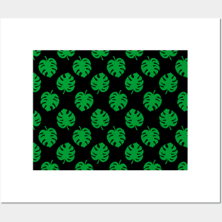 Philodendron Pattern Black Posters and Art